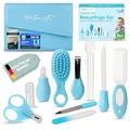 Produktbild: TPFFamily Baby Pflegeset Neugeborene (Blau) – 10-teiliges Set mit hochwertiger Baby Nagelschere, Nasensauger, Bürste und mehr – Ideal als Erstausstattung und die tägliche Pflege