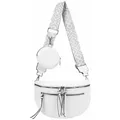 Produktbild: ITALYSHOP24 Schultertasche Damen Gürteltasche Umhängetasche CrossBody Schultertasche CrossOver, Brusttasche, Hüfttasche, Bodybag, Muster Taschengurt, leicht Gewicht weiß 28 cm x 19 cm x 9 cm