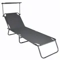 Produktbild: Ambia Garden Dreibeinliege, Grau, Metall, Textil, 55x24x185 cm, wetterfest, verstellbares Dach, klappbar, Rückenlehne verstellbar, Gartenmöbel, Gartenliegen