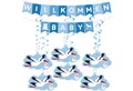 Produktbild: BRUBAKER Girlande Willkommen Baby Wimpelkette für Mädchen mit Storch Anhängern, Willkommensdeko Set für Zuhause, Babyparty und Babyzimmer Dekoration