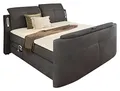 Produktbild: Home4You Boxspringbett - Dunkelgrau - Mikrofaser - 180 x 200 cm - elektrisch ausfahrbare TV-Halterung