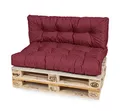 Produktbild: TexDeko® Garden Palettenkissen 120x80x18cm wasserabweisend UV - beständig In- & Outdoor Premium Sitzkissen gesteppt Palettenauflage für Europaletten (2-TLG Set, Bordeaux)