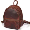 Produktbild: Corno d´Oro Premium Rucksack Damen Leder Klein I Handmade Lederrucksack Vintage Mini Elegant I City Backpack Daypack Braun