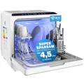 Produktbild: MONZANA® Tischspülmaschine ohne Wasseranschluss App Funktion sparsamer Verbrauch 4,5L 6 Programme 4 Gedecke 45cm Mini Geschirrspüler Spülmaschine Weiß