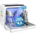Produktbild: Monzana® Tischspülmaschine Ohne Wasseranschluss App Funktion Sparsamer Verbrauch 4,5l 6 Programme 4 Gedecke 45cm Mini Geschirrspüler Spülmaschine Weiß
