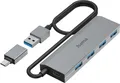 Produktbild: Hama USB-Hub, 4 Ports, USB 3.2 Gen1, 5 Gbit/s, inkl. USB-C-Adapter und Netzteil (00200138)