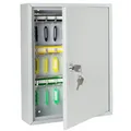 Produktbild: HMF Schlüsselschrank aus Stahl, abschließbarer Schlüsselkasten für Büro, Verwaltung oder Fuhrpark | 42 Schlüsselhaken | 35 x 27 x 8 cm | Lichtgrau