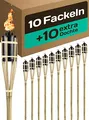 Produktbild: STAR - LINE 10 Gartenfackeln für Draußen - Bambus Holz 90cm - Lange Brenndauer - Nachfüllbar - Ink. 10 Extra Dochten