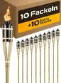 Produktbild: 10 Gartenfackeln Bambus Natur 90cm Öl  Deko Fackel Torch Set Outdoor Party