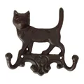 Produktbild: Dio Wandhaken Katze Gusseisen 16x16,5 cm mit 2 Haken Wandhaken Gaderobenhaken Metall
