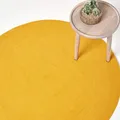 Produktbild: Homescapes runder Teppich 120 cm, dunkelblau, geflochtener Bettvorleger aus Baumwolle, Wendeteppich, handgewebter Retro-Teppich, Ocker