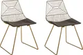 Produktbild: BELIANI Esszimmerstuhl 2er Set Gold Metall mit Hoher Lehne Sitzkissen Kunstleder Schwarz Industrie-Design Wohnzimmer Flur Diele Ausstattung Sitzmöbel