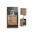 Produktbild: Vicco Kommode Mehrzweckschrank Universalschrank Amber Eiche 80x100 cm modern Wohnzimmer Schrank Flurschrank Schlafzimmerschrank Ablage Schrankschublade Schranktür Schrankfach Aufbewahrung