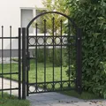 Produktbild: vidaXL Gartentor mit Bogenabschluss, Stahl, 104 x 125 cm, Schwarz