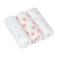 Produktbild: LÄSSIG Baby Puckdecke Spuckdecke Pucktuch Mulltuch 3er Set Baumwolle 85 x 85 cm/Swaddle & Burp Blanket L Happy Fruits Peach