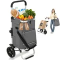 Produktbild: 3 in1 Einkaufstrolley Faltbar, Trolley Groß 60 Liter, Höhenverstellbarer Griff, Einkaufswagen Mit Kühlfach, Einkaufstasche Mit Rollen, Klappbarer Shopper, Klappbar Tasche Abnehmbar, Einkaufsroller, Handwagen Für Einkauf & Camping