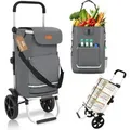 Produktbild: Sekey 3-in-1 Faltbarer Einkaufstrolley mit Kühlfach und Spanngurt Grau