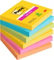 Produktbild: Post It POST-IT Haftnotizen Super Sticky Notes Carnival 654-6SS-CARN, 76 x 76 mm, wiederablösbar, cellophanfrei verpackt, farbig, 6 x 90 Blatt 163526