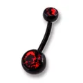 Produktbild: ZEEme Piercing Bauchnabelpiercing Chirurgenstahl schwarz Kristall rot 10 mm