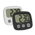 Produktbild: TFA Dostmann 2er-Set Digitaler Kurzzeitmesser zum Sport/Kochen/Lernen, 38.2057.40.02, inklusive Stoppuhr und Uhrzeit, magnetisch, großes Display, Eieruhr, Küchen-Timer, Sport-Timer, schwarz/weiß