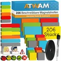 Produktbild: 206 Magnetstreifen Beschreibbar Mega Set - Verschiedene Größen - 6 Farben - S...