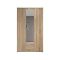 Produktbild: KARL Eleganter 3-türiger Kleiderschrank mit viel Stauraum - Mehrzweckschrank Sonoma Eiche mit Spiegeltür - 120 x 195 x 55 cm