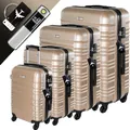 Produktbild: Devillo® Kofferset 4tlg. S-M-L-XL, Champagner - Trolley Koffer Reisekoffer Reisekofferset Gepäck Rollkoffer TSA 4 Rollen ABS-Hartschale Teleskopgriff