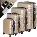 Produktbild: Devillo® Hartschalenkofferset 4tlg. S-M-L-XL Champagner – Trolley Koffer Set mit 4 Rollen, ABS-Hartschale, Teleskopgriff, Schloss
