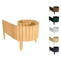 Produktbild: Floranica Rasenkante Höhe 10 cm Natur 200 cm Lang Gartenzaun Flexibler Holzzaun Gartendeko Gartenpalisade für Beeteinfassung, Mähkante Rollborder, Steckzaun Blumenbeet Umzäunung für Garten