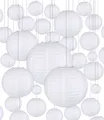 Produktbild: Papierlaterne 30 Stücke Lampions Weiße Papier Laterne Hängende Runde Papierlaternen für Hochzeit Geburtstag Feiern Garten Deko (Verschiedene Größen von 15cm 20cm 25cm 30cm)