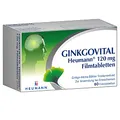 Produktbild: GINKGOVITAL Heumann® 120 mg Filmtabletten – Natürliche Unterstützung für Gedächtnis & Konzentration bei altersbedingt nachlassender Leistungsfähigkeit, mit Ginkgo-Biloba-Blätter-Trockenextrakt, 60 St