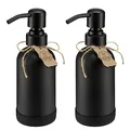 Produktbild: ALTGLAS Seifenspender Set 'Sarajevo' aus Schwarzer Glas Flasche mit Edelstahl Pumpkopf und Silikon Untersetzer (2 Stück a 250 ml)