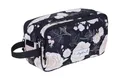 Produktbild: Kulturbeutel Damen Kosmetiktasche Beautycase Travel Flower Washbag Reise Kulturtasche groß geräumig viele Fächer Reise Tasche Sauna (Black Flower (schwarz) 13022)