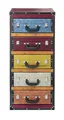Produktbild: Kobolo Regal Kommode Schrank in Kofferoptik Bunt 5 Fächer 42x30x94 cm, 1 Stück 1-tlg., 42x30x94 cm