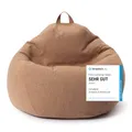 Produktbild: Lumaland Sitzsack Comfort Line | Indoor Beanbag 80x90x50cm mit mehr als 1,5 Mio. anpassbaren EPS-Perlen | Weiches & Komfortables Bodenkissen | Sessel für Kinder & Erwachsene | 185 L Volumen [Braun]