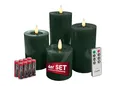 Produktbild: LC Home Candela Lights LED Kerzen 4er Set mit Fernbedienung, Batterien & Timerfunktion LED Echtwachs Kerzen Flammenfunktion & dimmbar Winter Grün