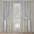 Produktbild: Exklusive Home Curtains Catarina Vorhänge, mehrlagig, massiver Verdunkelungsvorhang und durchscheinender Fenstervorhang mit Tülloberfläche Maße: 52 x 84 cm 52x84 Sand