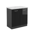 Produktbild: Vicco Unterschrank R-Line, Schwarz Hochglanz/Anthrazit, 80 cm AP Marmor (1-St)