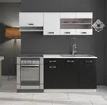 Produktbild: Küche Omega Mini 180 cm Küchenzeile Küchenblock Singleküche Schwarz Weiss