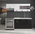 Produktbild: Küchen-Preisbombe Küchenzeile Omega 180 cm Küchenblock Einbauküche Singleküche Schwarz + Weiss