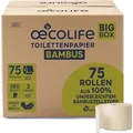 Produktbild: oecolife Toilettenpapier Box BAMBUS, 3-lagig, 75 Rollen á 180 Blatt, Großpackung, superweich, plastikfrei verpackt, veganes Produkt
