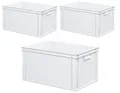 Produktbild: 3 Euroboxen mit 2 Griffleisten, LxBxH 600x400x320 mm , weiß