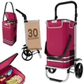 Produktbild: 24MOVE® Einkaufstrolley Vehlo klappbar mit 55L inkl. Kühlfach, Faltbarer 3in1 Trolley - Sackkarre und Tasche, bis 30kg belastbar, rot