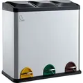 Produktbild: SVITA TC3X20 Treteimer Abfalleimer Mülleimer Mülltrennung Edelstahl (60L) Silber Papierkorb - Weiß
