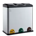 Produktbild: SVITA TC3X20 Treteimer Abfalleimer Mülleimer Mülltrennung Edelstahl 60L Silber
