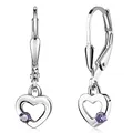 Produktbild: Materia Kinder Ohrringe Herz Silber 925 Mädchen Ohrhänger Zirkonia lila SO-493-Lila