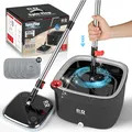 Produktbild: Spin Mop Eimer Set mit Spin 360° Auswringer und 4 Mikrofaser-Mopp-Pad-Köpfen,...