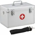 Produktbild: Relaxdays Erste Hilfe Koffer Aluminium Silber Abschließbar mit Tragegurt 19 cm x 32 cm x 20 cm 1,3 kg