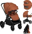 Produktbild: Lionelo Kombikinderwagen Mika Plus 2in1 bis 38 Monate (22kg), XXL-Verdeck mit UPF50+, 3-stufige Verstellung des Elterngriffs - Brown Rust