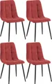 Produktbild: CLP 4er Set Esszimmerstuhl Tilde gepolstert mit Rückenlehne bis 150 kg belastbar bordeauxrot Material Cord
